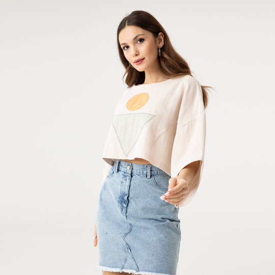 Embroidery Cotton Crop Blouse 31257