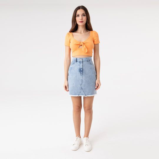 Ribbed Tie-Front Crop Top 31267