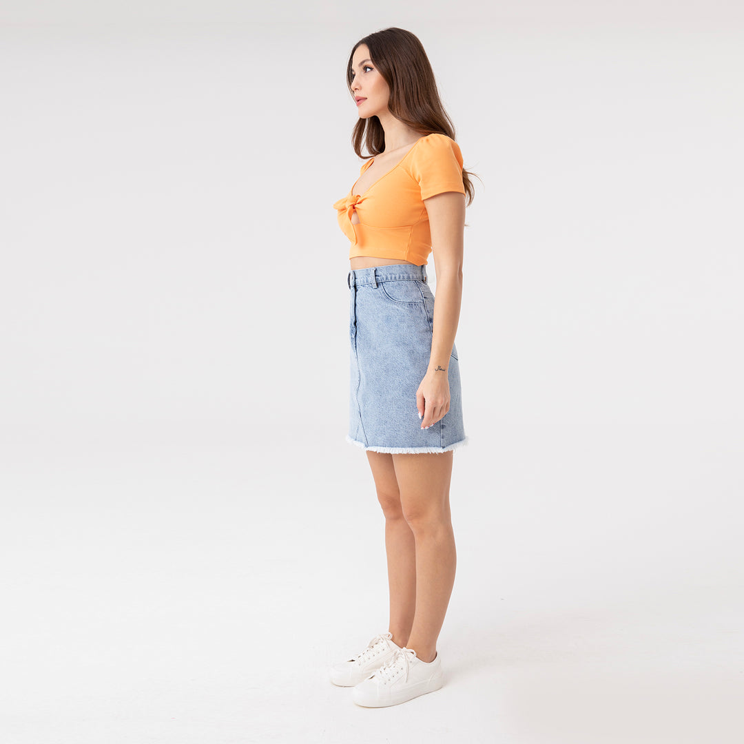 Ribbed Tie-Front Crop Top 31267