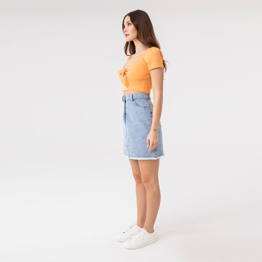 Ribbed Tie-Front Crop Top 31267