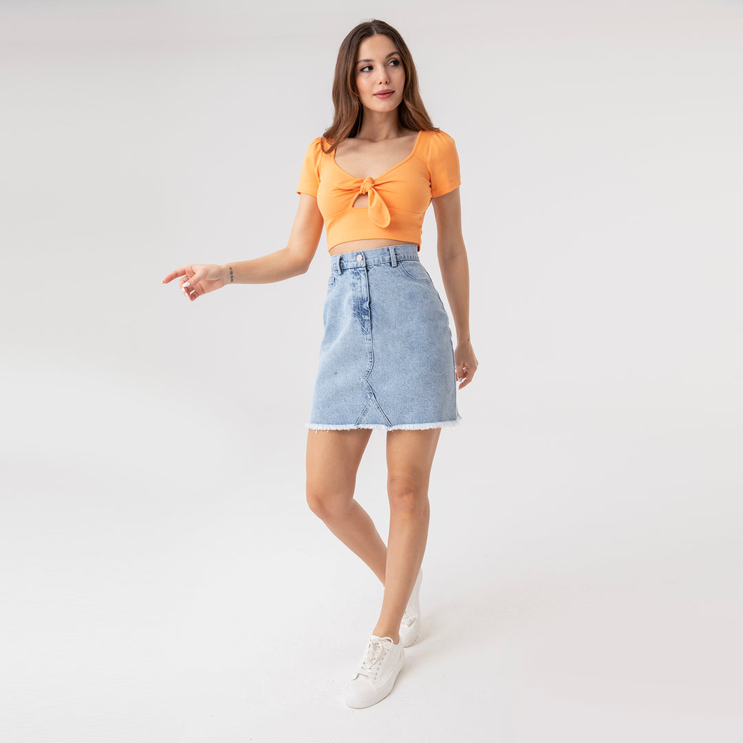 Ribbed Tie-Front Crop Top 31267