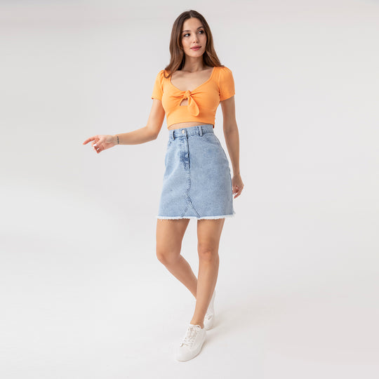Ribbed Tie-Front Crop Top 31267
