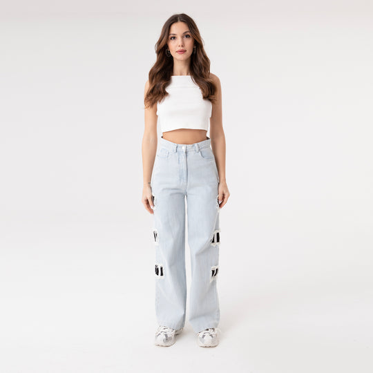 High-Waisted Palazzo Jeans 31086