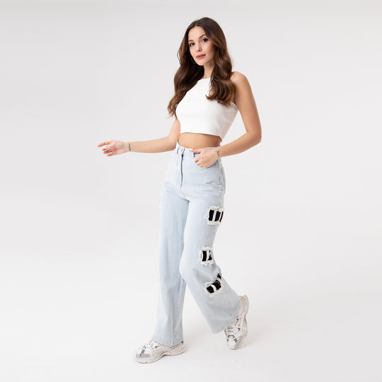 High-Waisted Palazzo Jeans 31086