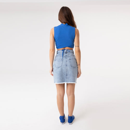 Crop Top Metal Ring and Cut Off Shoulder Detail Top 31060