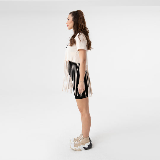 Embroidery Fringe Trim T-shirt 31156
