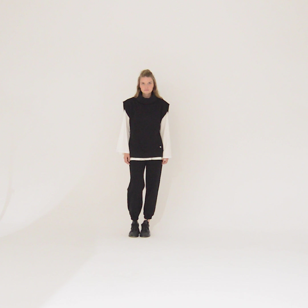 Solid Turtleneck Vest and Jogger 3 Piece Set 60285