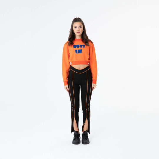 Mock Neck Embroidered Crop Sweatshirt 60278