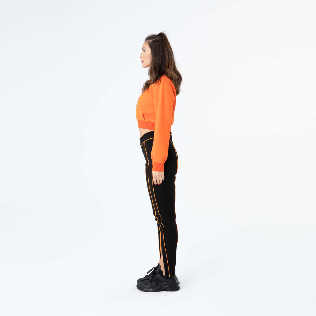 Mock Neck Embroidered Crop Sweatshirt 60278