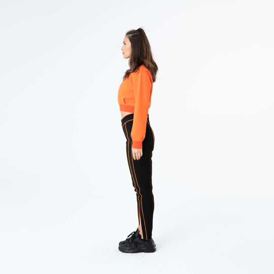 Mock Neck Embroidered Crop Sweatshirt 60278