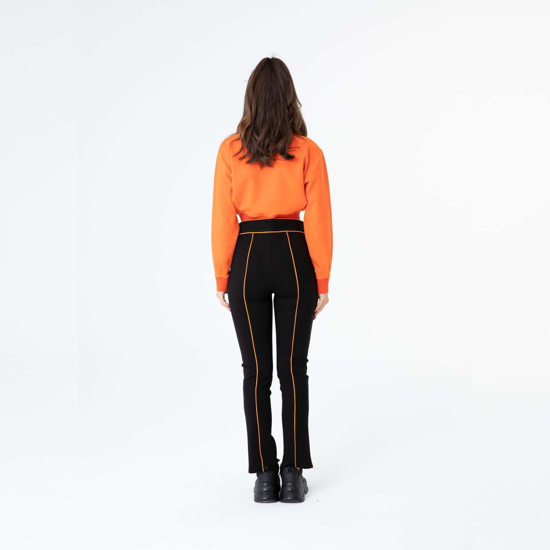 Mock Neck Embroidered Crop Sweatshirt 60278