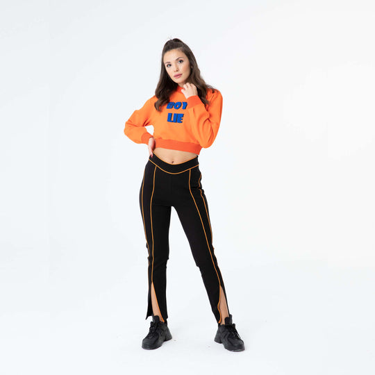 Mock Neck Embroidered Crop Sweatshirt 60278
