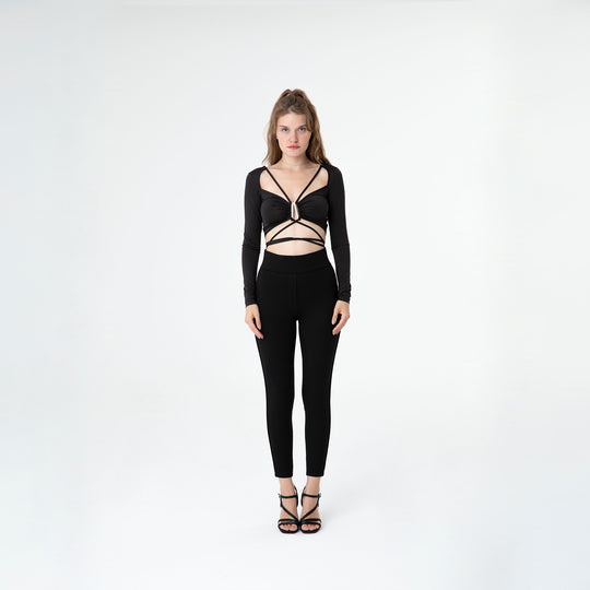 Criss-Cross Long Sleeve Crop Top 60315