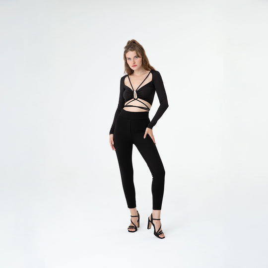 Criss-Cross Long Sleeve Crop Top 60315