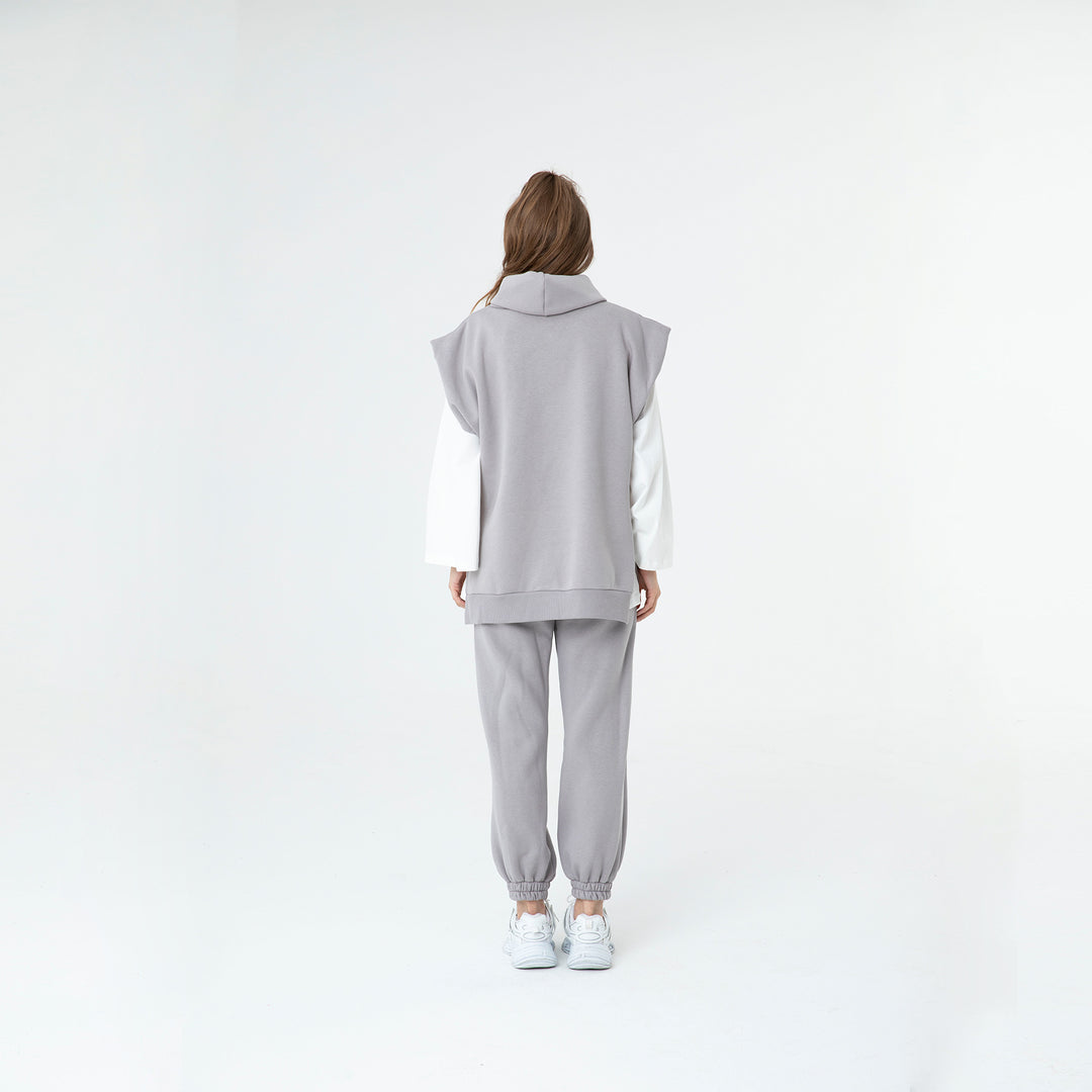Solid Turtleneck Vest and Jogger 3 Piece Set 60285