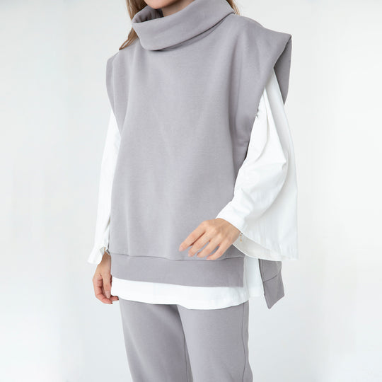 Solid Turtleneck Vest and Jogger 3 Piece Set 60285