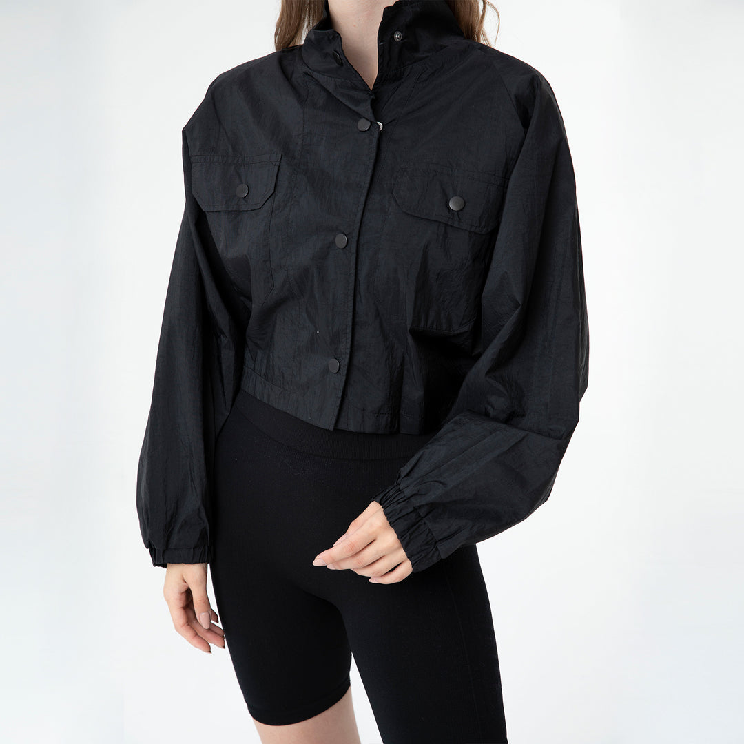 Cropped Raglan-Sleeve Windbreaker 60321