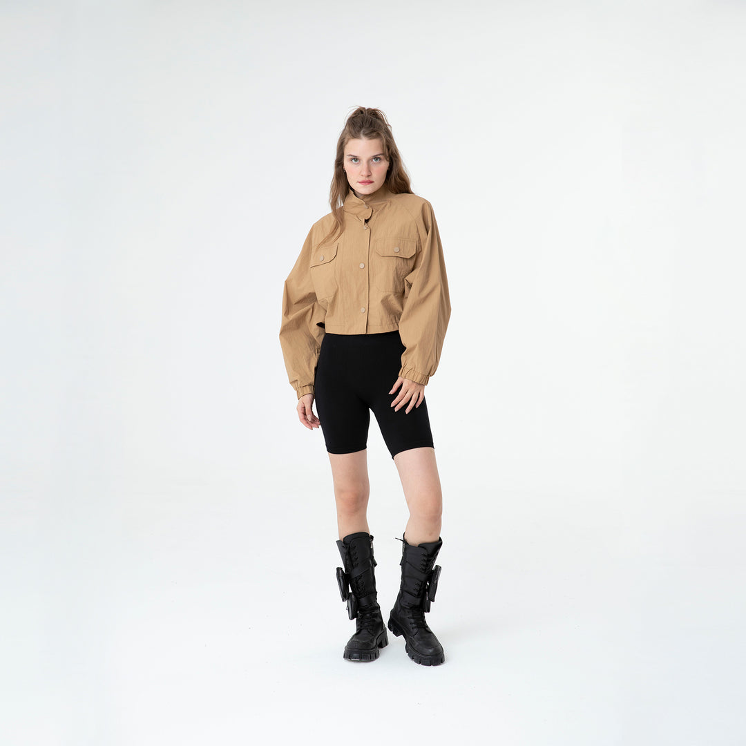 Cropped Raglan-Sleeve Windbreaker 60321