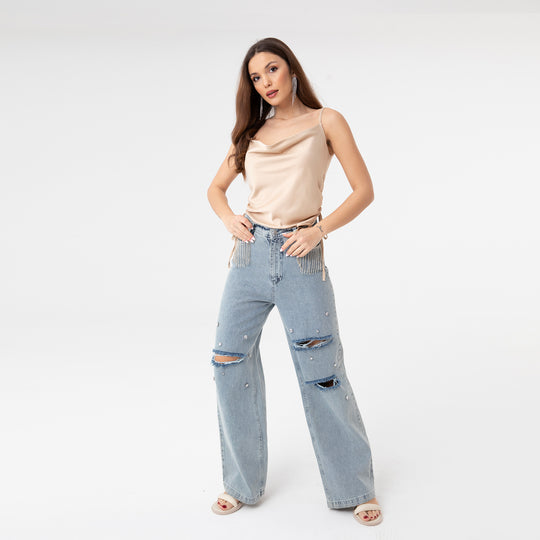 Ripped Palazzo Jeans 31055
