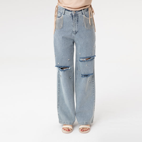 Ripped Palazzo Jeans 31055