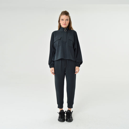 Zip Up High Neck Modal Sweatshirt 60394