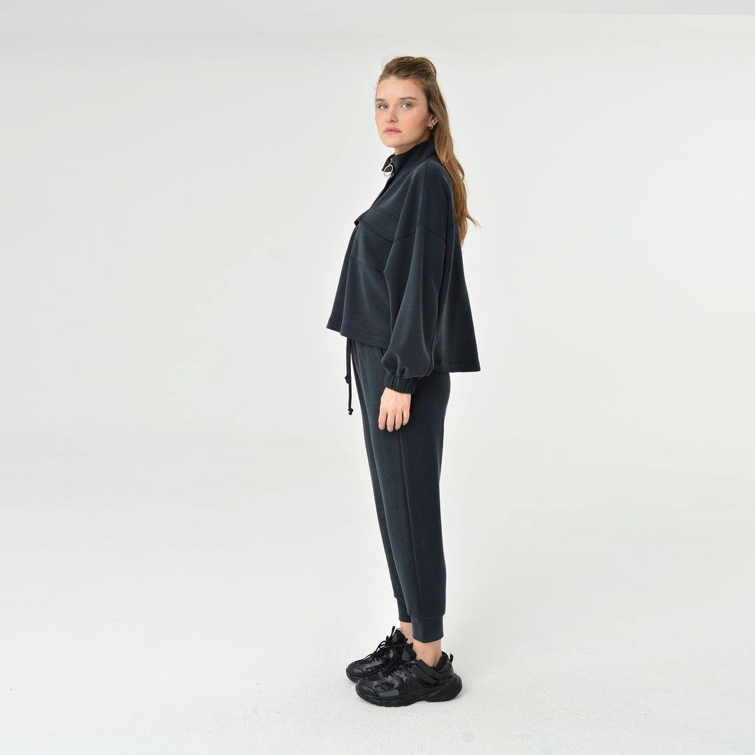 Zip Up High Neck Modal Sweatshirt 60394