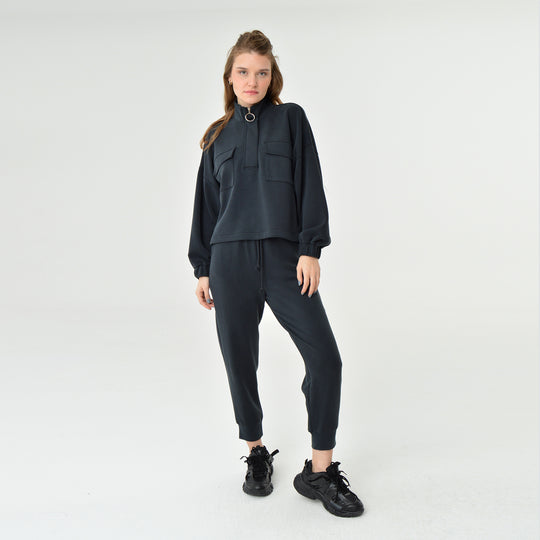 Zip Up High Neck Modal Sweatshirt 60394