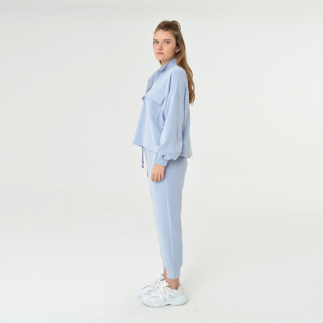 Zip Up High Neck Modal Sweatshirt 60394