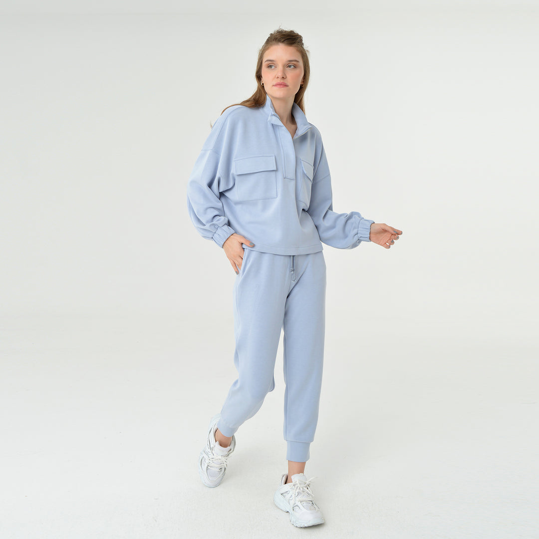 Zip Up High Neck Modal Sweatshirt 60394