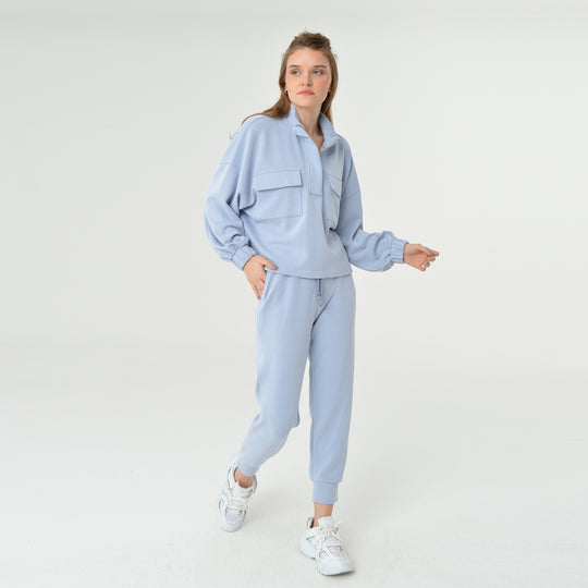 Zip Up High Neck Modal Sweatshirt 60394