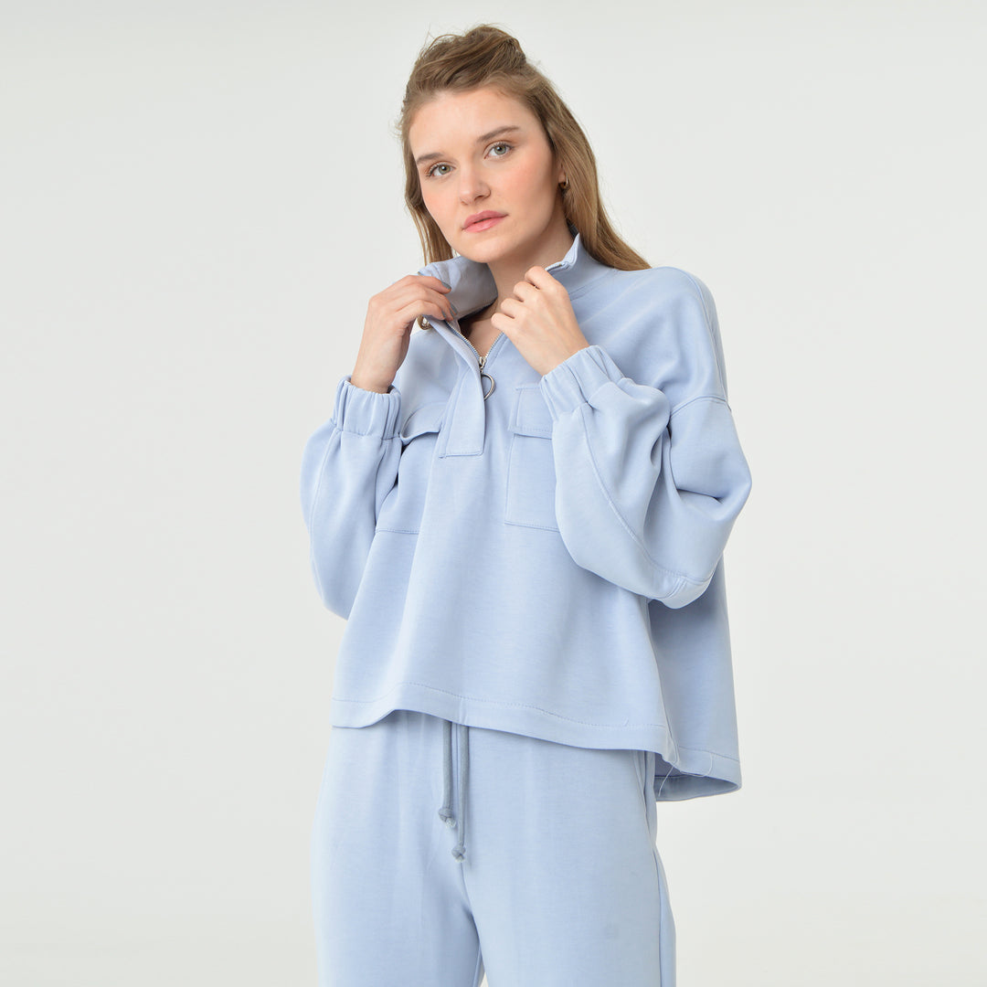 Zip Up High Neck Modal Sweatshirt 60394