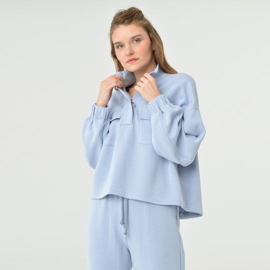 Zip Up High Neck Modal Sweatshirt 60394