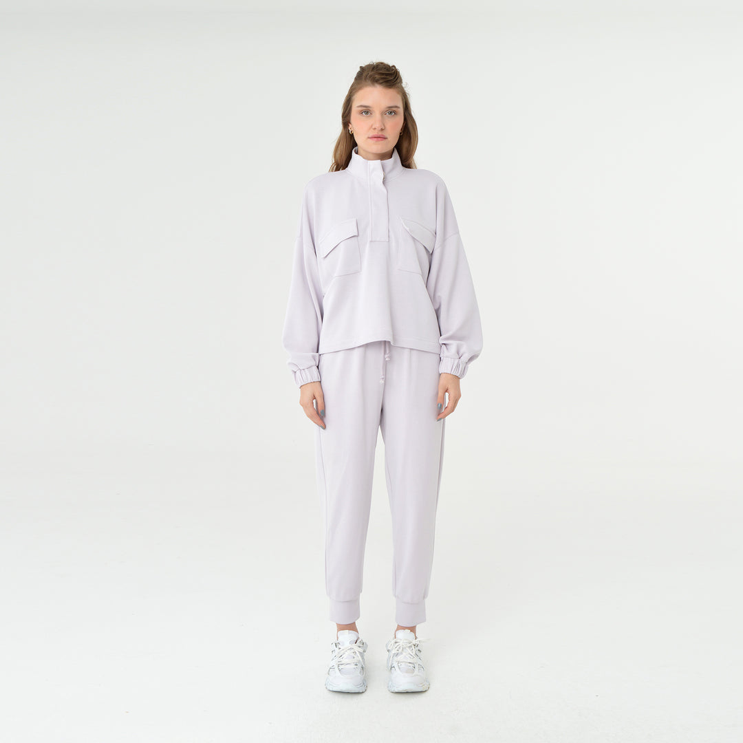 Zip Up High Neck Modal Sweatshirt 60394