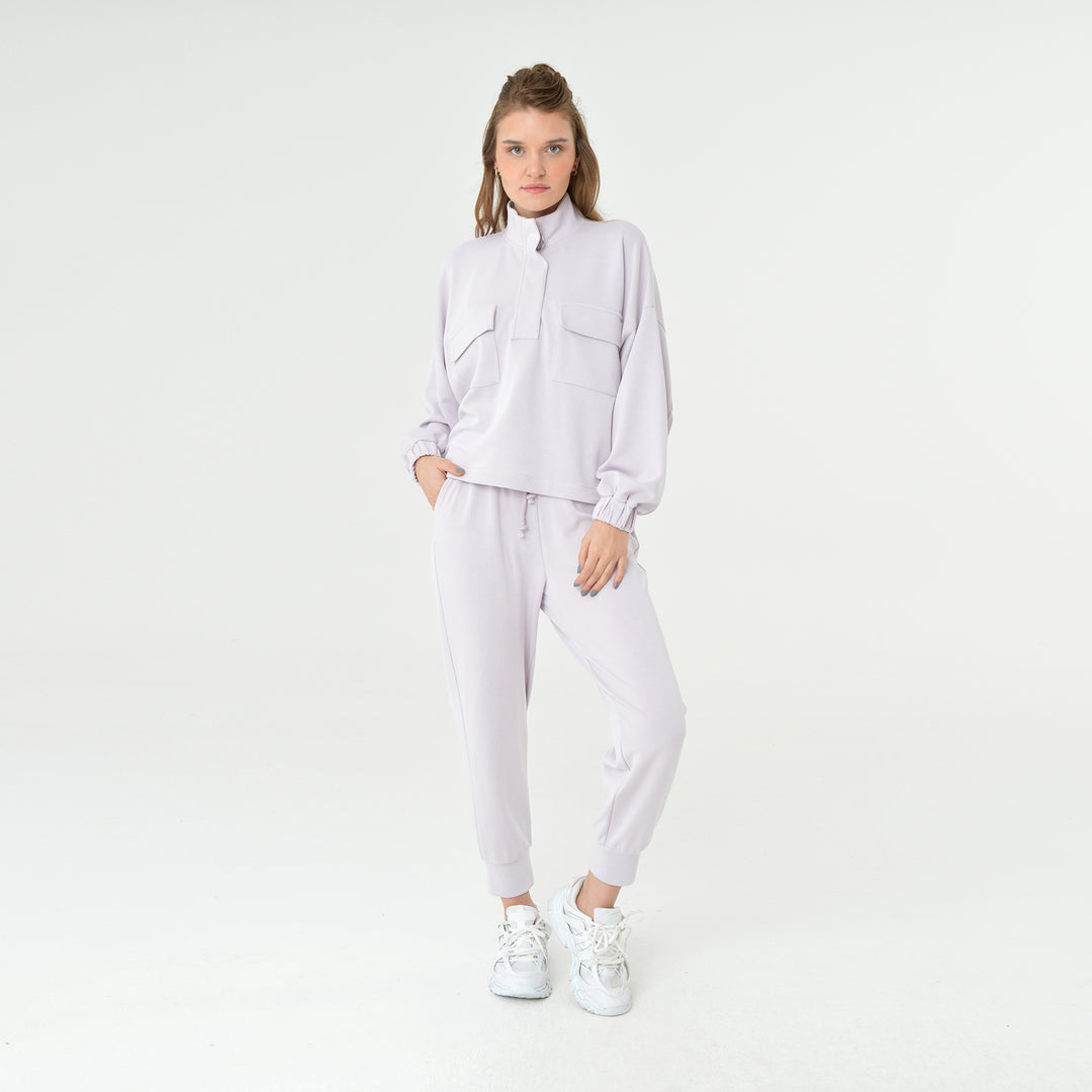Zip Up High Neck Modal Sweatshirt 60394