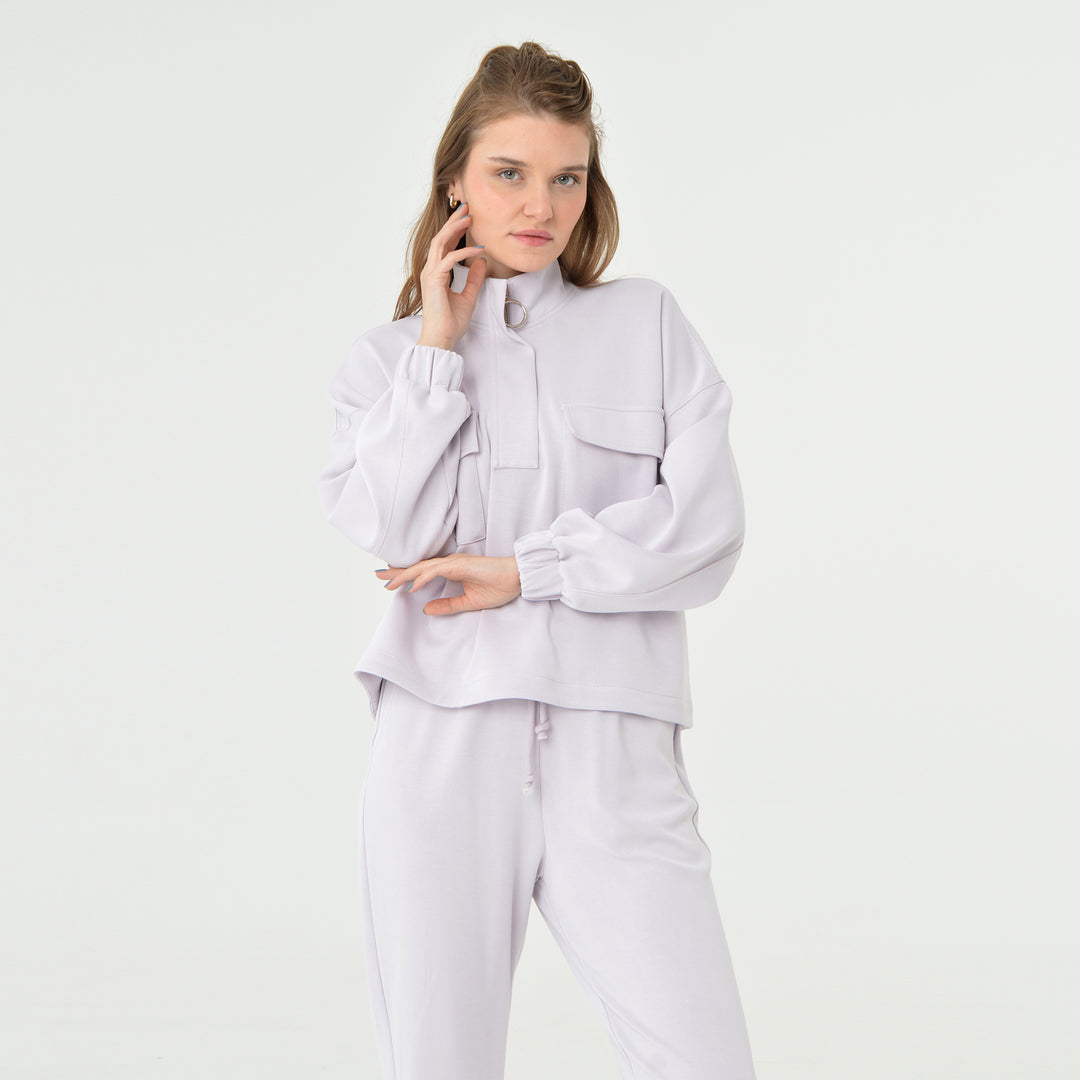 Zip Up High Neck Modal Sweatshirt 60394