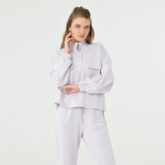 Zip Up High Neck Modal Sweatshirt 60394