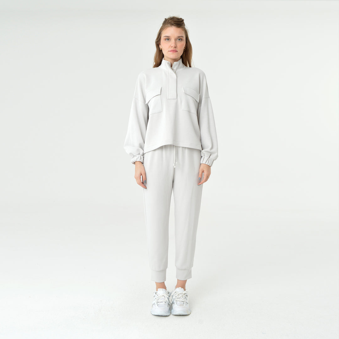 Zip Up High Neck Modal Sweatshirt 60394