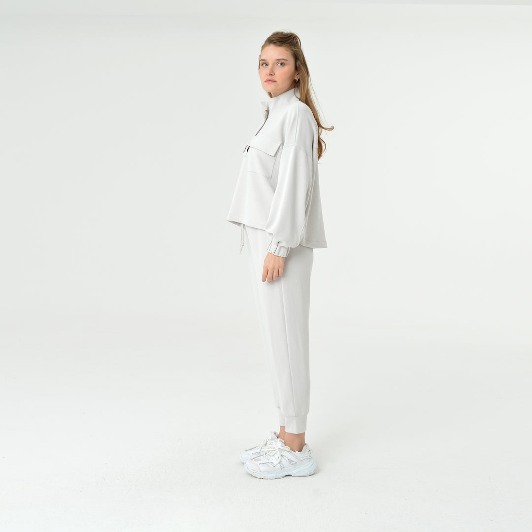 Zip Up High Neck Modal Sweatshirt 60394