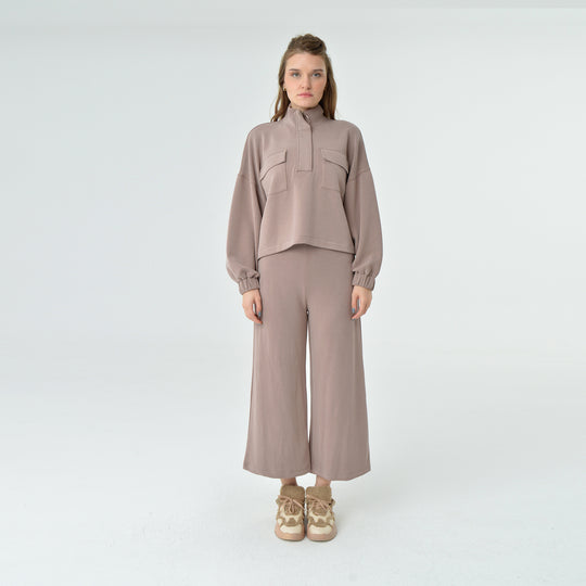 Zip Up High Neck Modal Sweatshirt 60394
