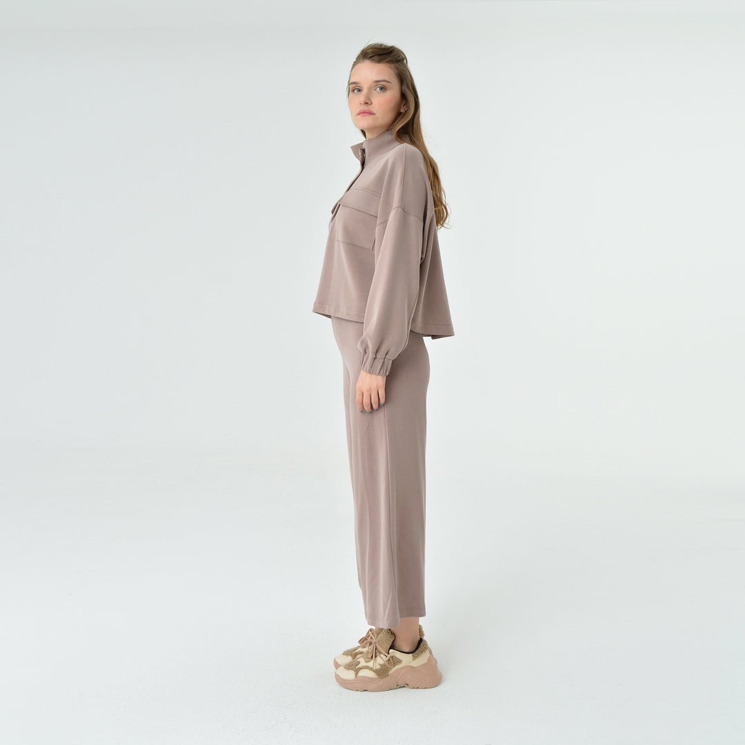 Zip Up High Neck Modal Sweatshirt 60394