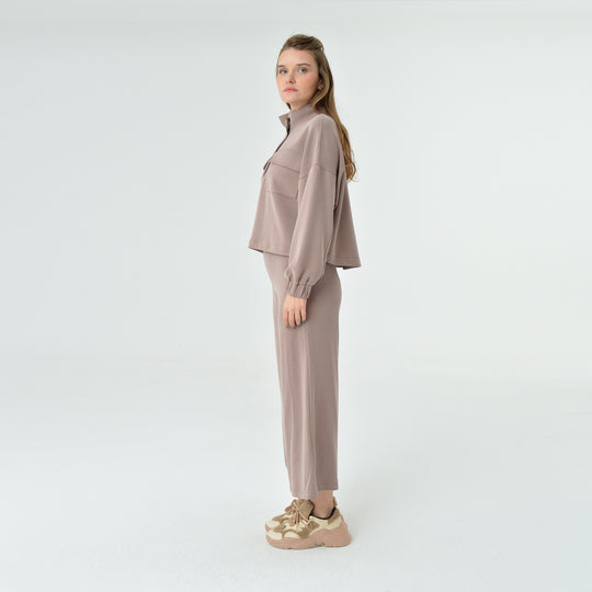 Zip Up High Neck Modal Sweatshirt 60394