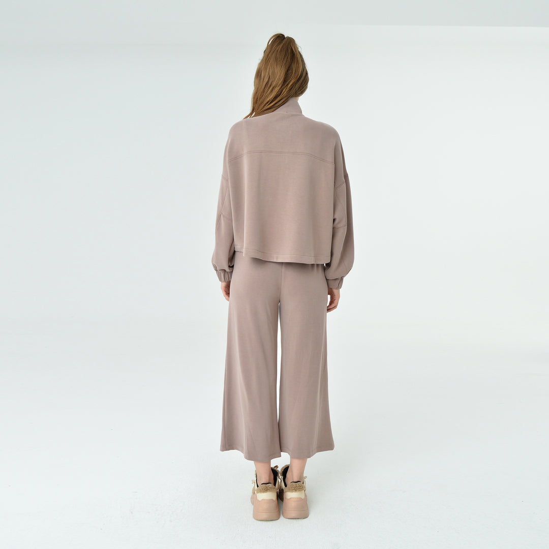 Zip Up High Neck Modal Sweatshirt 60394
