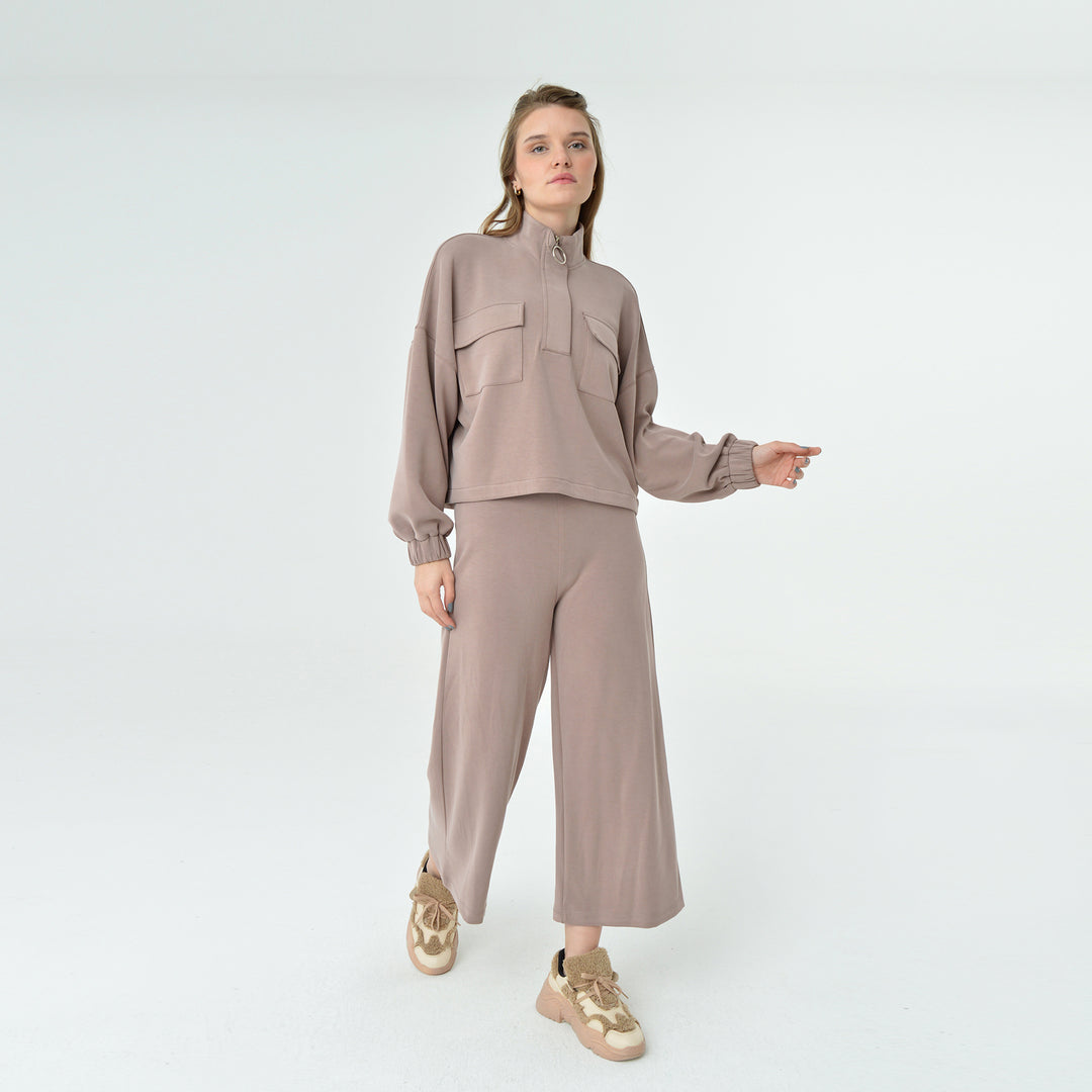 Zip Up High Neck Modal Sweatshirt 60394