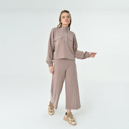 Zip Up High Neck Modal Sweatshirt 60394