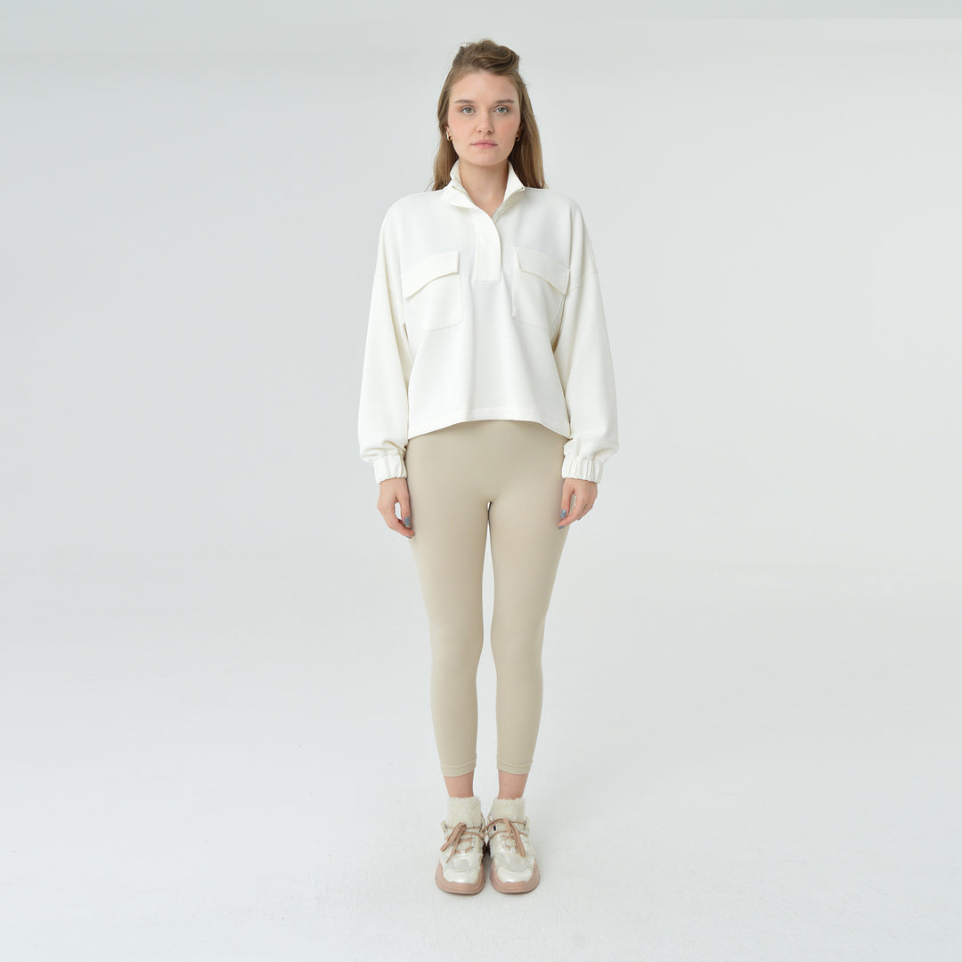 Zip Up High Neck Modal Sweatshirt 60394