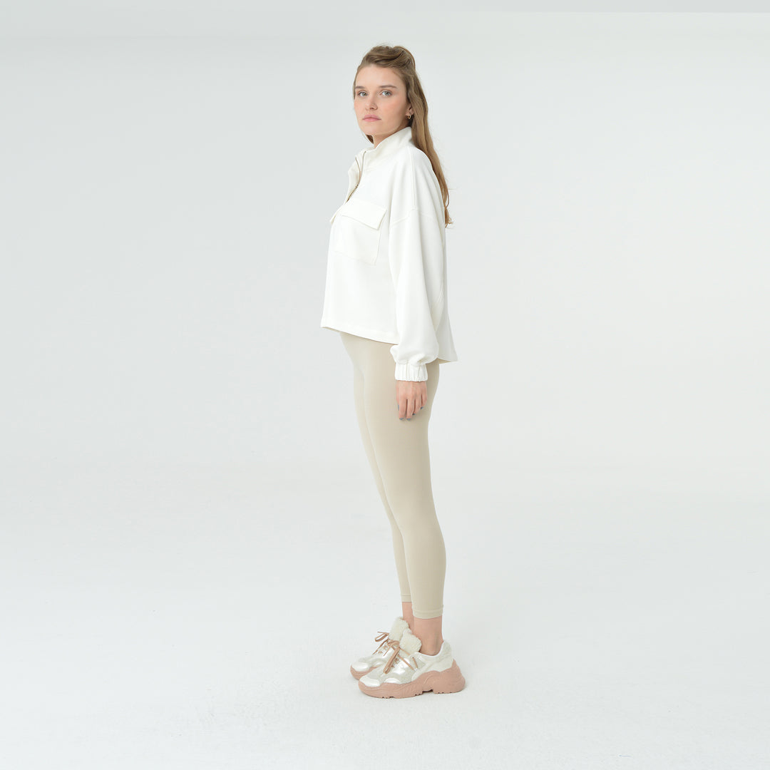 Zip Up High Neck Modal Sweatshirt 60394