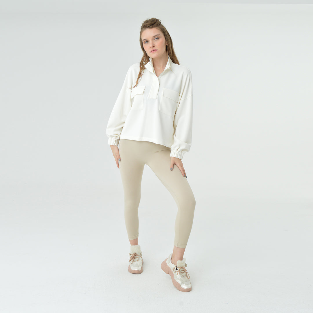 Zip Up High Neck Modal Sweatshirt 60394