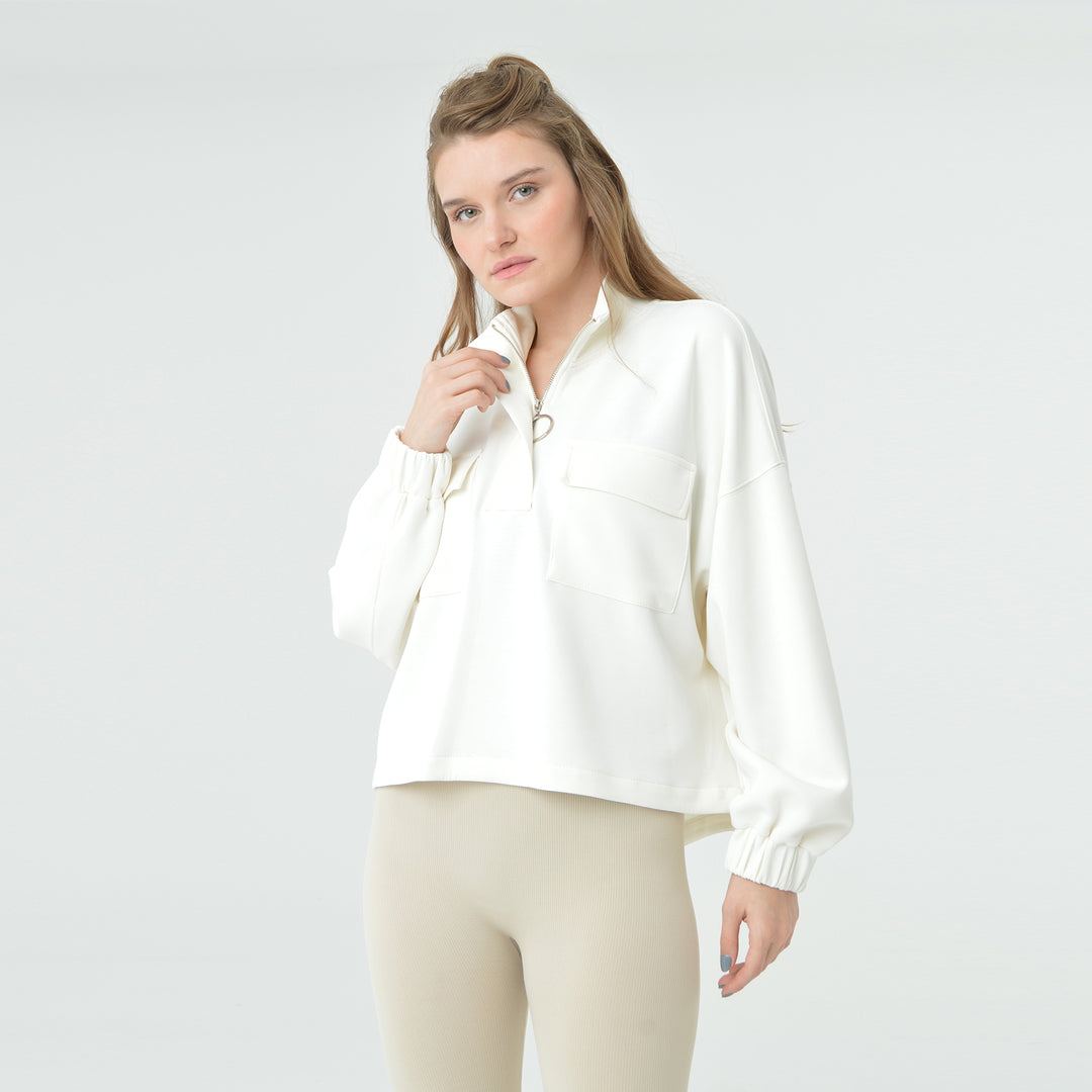 Zip Up High Neck Modal Sweatshirt 60394