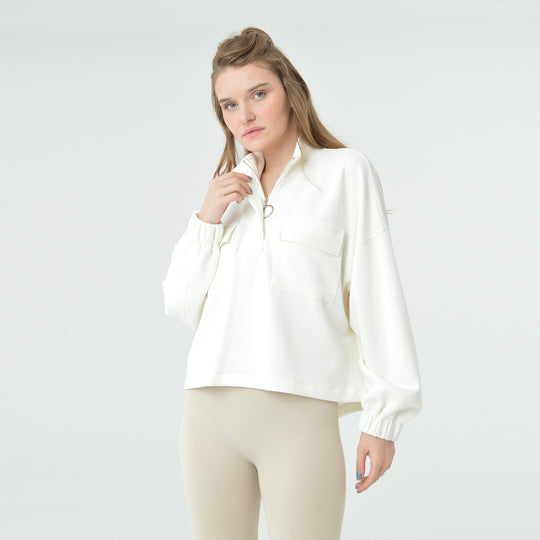 Zip Up High Neck Modal Sweatshirt 60394