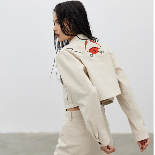Embroidery Crop Jacket 31235